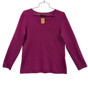 41 Hawthorne 100% Cashmere Deep V-Neck Sweater in Plum Size Small